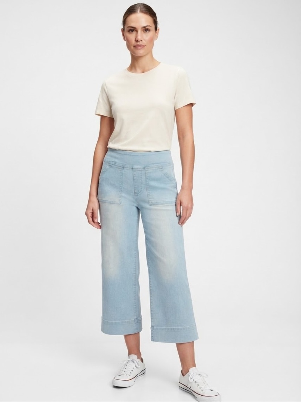 🆕 Belle by Kim Gravel Petite TripleLuxe Denim Wide Leg Cropped Pants